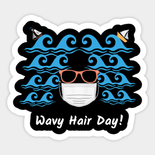 Wavy Hair Day (in black) | Beach | Waves | Curly Hair | Wavy Hair Sticker